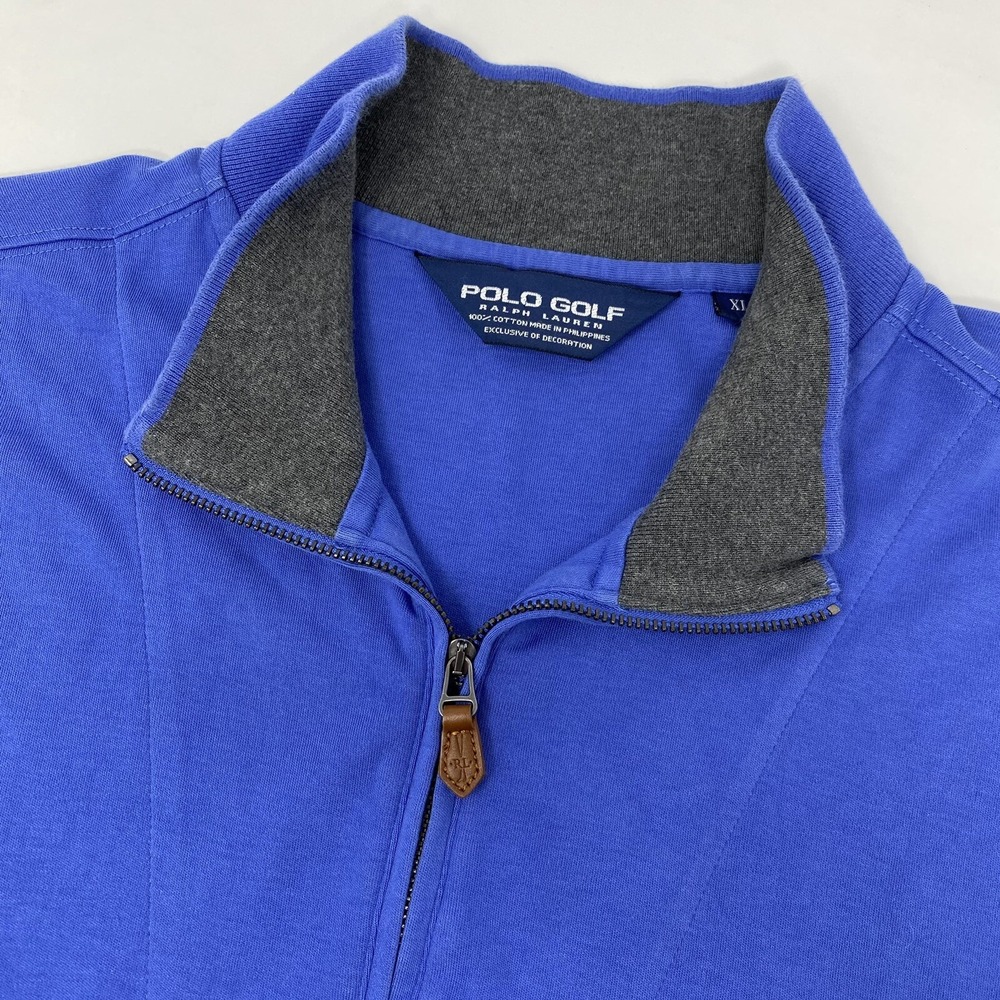 Polo Golf Ralph Lauren Vest Mens XL Blue Quarter Zip Seminole Golf Club Cotton
